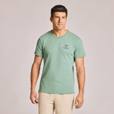 Men's Woodcut Fish Short Sleeve Slub Slim Fit Tee