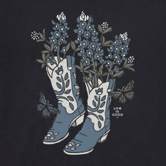 Women's Flower Boots with Flowers Short Sleeve Crusher Tee