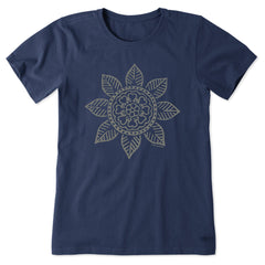 Women's Leaf Heart Mandala Short Sleeve Crusher Tee