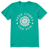 Women's Here Comes The Sun Flower Circle Short Sleeve Crusher Tee