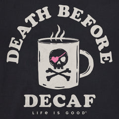 Women's Death Before Decaf Jolly Roger Short Sleeve Crusher Tee