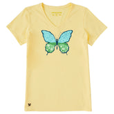 Women's Butterfly Meadow Short Sleeve Crusher-LITE Vee