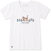 Women's Al The Cat Flowers Short Sleeve Crusher-LITE Vee