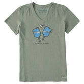 Women's Keep it Pickleball Simple Short Sleeve Crusher-LITE Vee