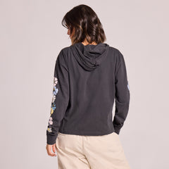 Women's Detailed Row of Wildflowers Crusher Boxy Hoodie