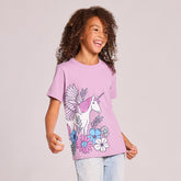 Kids Unicorn and Flowers Short Sleeve Crusher Tee