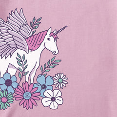 Kids Unicorn and Flowers Short Sleeve Crusher Tee