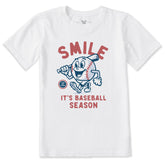 Kids Smile It's Baseball Season Mascot Short Sleeve Crusher Tee
