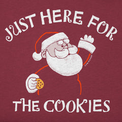 Women's Just Here for the Cookies Santa Long Sleeve Crusher Tee