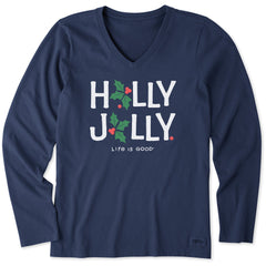 Women's Holly Jolly Long Sleeve Crusher Vee