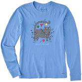 Women's Christmas Cat Long Sleeve Crusher Tee