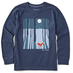 Kids Fox in the Moonlight Long Sleeve Crusher Tee