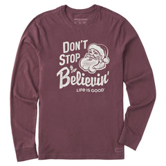 Men's Santa Don't Stop Believin Long Sleeve Crusher Tee