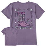 Women's Giddy Up Flora Boots Short Sleeve Crusher Tee