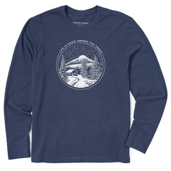 Men's Life is Good Among the Trees Cabin Long Sleeve Crusher Tee