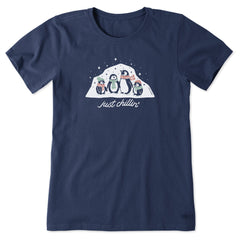 Women's Just Chillin' Penguin Fam Short Sleeve Crusher Tee
