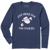 Women's Just Here for the Cookies Santa Long Sleeve Crusher Tee