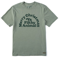 Men's Merry Christmas Ya Filthy Animal Arch Short Sleeve Crusher Tee