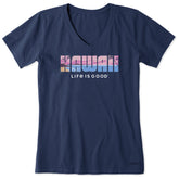Women's Hawaii Beach Scene Short Sleeve Crusher Vee