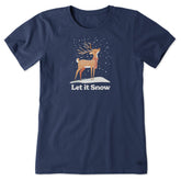 Women's Let it Snow Deer Short Sleeve Crusher Tee