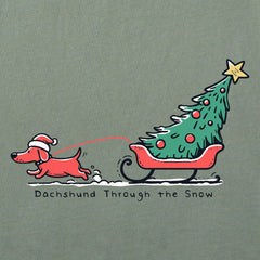 Men's Little Dachshund Through the Snow Long Sleeve Crusher Tee