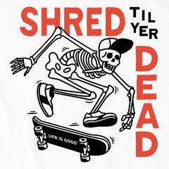 Kids Shred til yer Dead Skateboard Skeleton Short Sleeve Crusher Tee