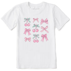 Kids Cherries and Ribbons Short Sleeve Crusher Tee