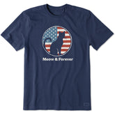 Men's Meow and Forever Cat Short Sleeve Crusher Tee