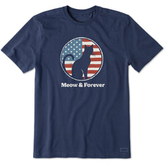 Men's Meow and Forever Cat Short Sleeve Crusher Tee