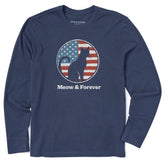 Men's Meow and Forever Cat Long Sleeve Crusher Tee