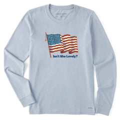 Women's Isn't She a Lovely Flag Long Sleeve Crusher Tee