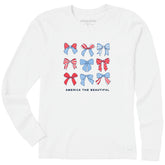Women's America the Beautiful Bows Long Sleeve Crusher Tee
