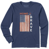 Women's Home of the Brave Raggedy Flag Long Sleeve Crusher Tee