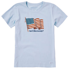 Women's Isn't She a Lovely Flag Short Sleeve Crusher Tee