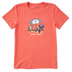 Women's Jake & Rocket Good Times Beach Short Sleeve Crusher Tee