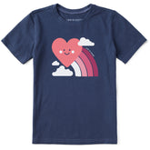 Kids Rainbow and Heart Short Sleeve Crusher Tee