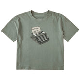 Women's All We Need is Love Typewriter Short Sleeve Crusher Boxy Tee