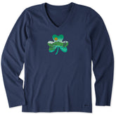 Women's Irish Shamrock Landscape Long Sleeve Crusher Vee