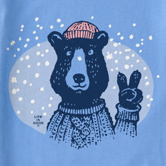 Kids Snowy Peace Sign Bear Short Sleeve Crusher Tee