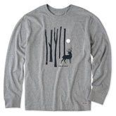 Men's Lone Snowy Deer Long Sleeve Crusher Tee