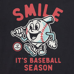 Men's Smile It's Baseball Season Mascot Short Sleeve Crusher Tee