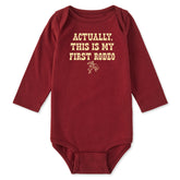 Baby Woodcut First Rodeo Long Sleeve Crusher Bodysuit