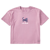 Women's Cat Mom Mini Short Sleeve Crusher Boxy Tee