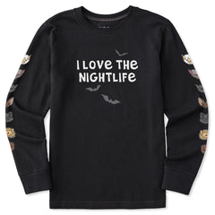 Kids I Love the Nightlife Long Sleeve Crusher Tee