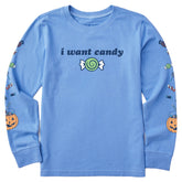 Kids I Want Candy Long Sleeve Crusher Tee