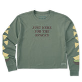 Women's Just Here for the Snacks Long Sleeve Crusher Boxy Tee