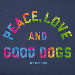 Kids Peace Love and Good Dogs Tie Dye Short Sleeve Crusher Tee
