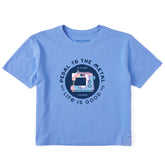 Women's Clean Pedal to the Metal Sewing Tie Dye Short Sleeve Crusher Boxy Tee
