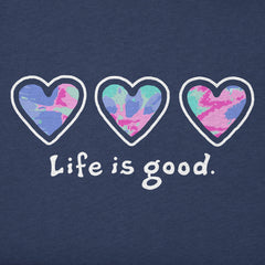 Women's 3 Hearts Tie Dye Short Sleeve Vee