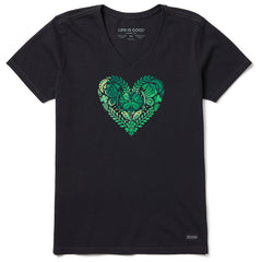 Women's Celtic Clover Heart Tie Dye Short Sleeve Vee
